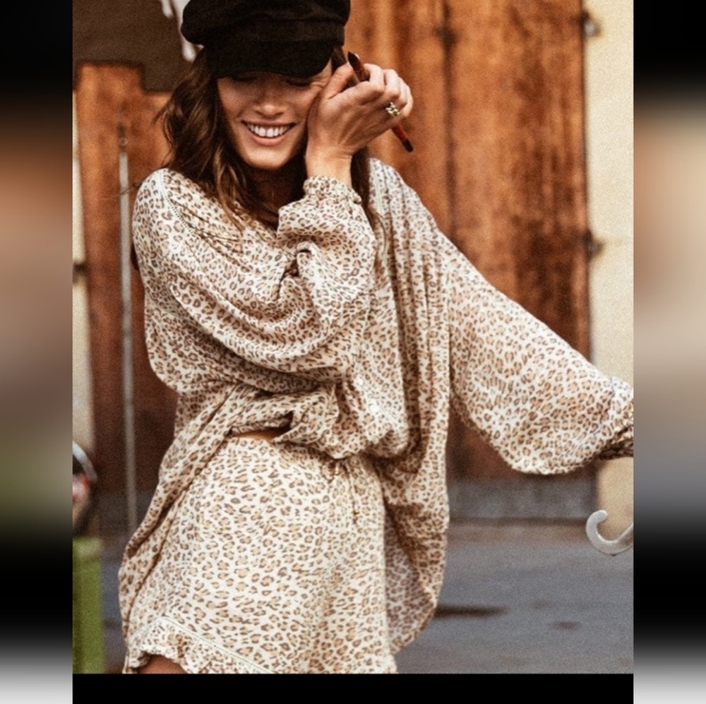 Spell And The Gypsy Frankie Leopard Print Button Top Size Small/Medium